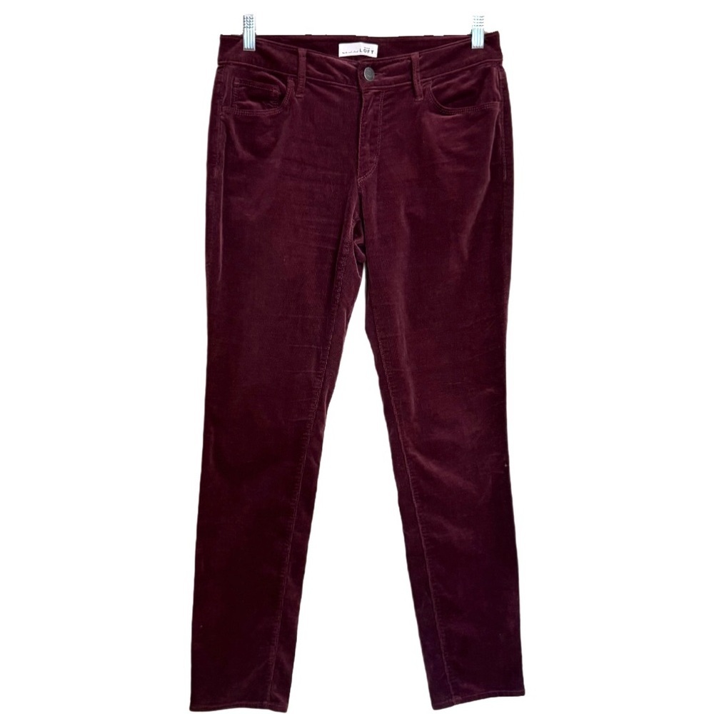 The Loft Women's Corduroy Burgundy Wine Color Size 28/6 Curvy Skinny Stretch